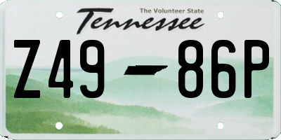TN license plate Z4986P