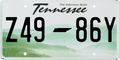 TN license plate Z4986Y