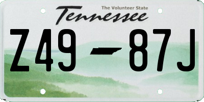 TN license plate Z4987J