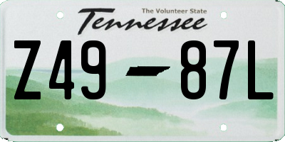 TN license plate Z4987L
