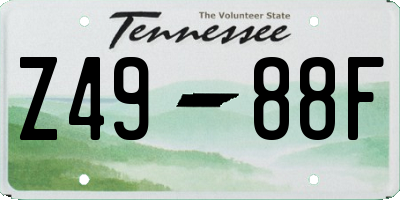 TN license plate Z4988F