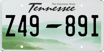 TN license plate Z4989I