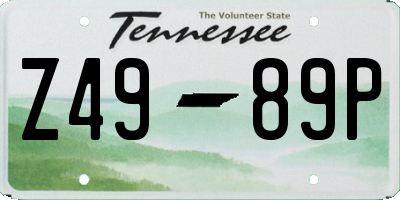 TN license plate Z4989P