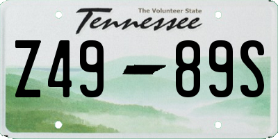 TN license plate Z4989S