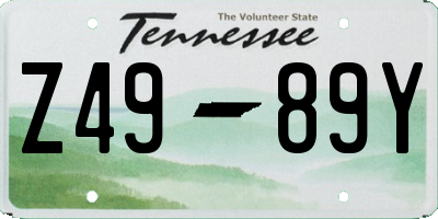 TN license plate Z4989Y