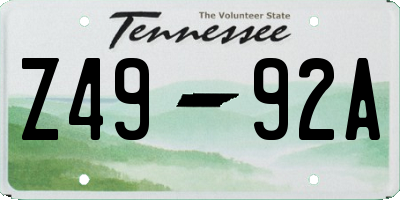 TN license plate Z4992A
