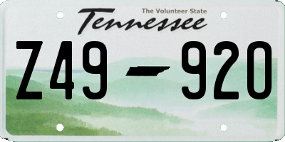 TN license plate Z4992O