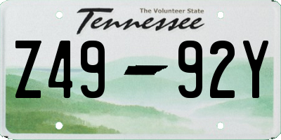 TN license plate Z4992Y