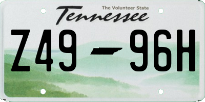 TN license plate Z4996H