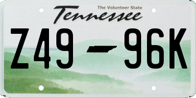 TN license plate Z4996K