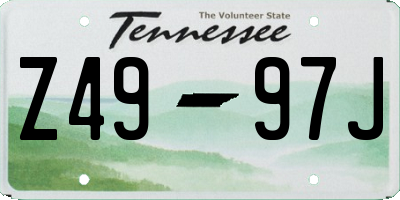 TN license plate Z4997J