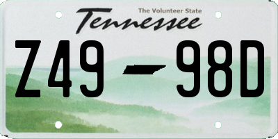 TN license plate Z4998D
