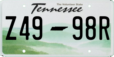 TN license plate Z4998R