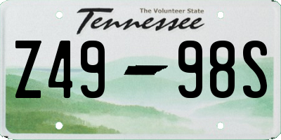 TN license plate Z4998S