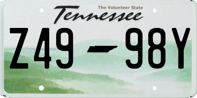 TN license plate Z4998Y