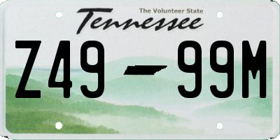 TN license plate Z4999M