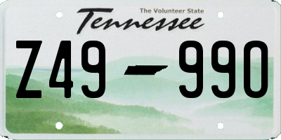 TN license plate Z4999O