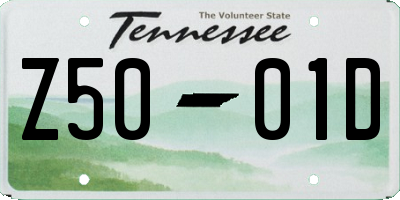 TN license plate Z5001D