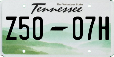 TN license plate Z5007H