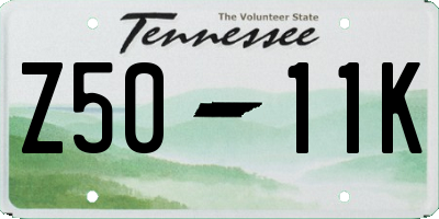 TN license plate Z5011K