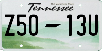 TN license plate Z5013U