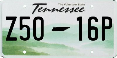 TN license plate Z5016P