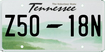 TN license plate Z5018N