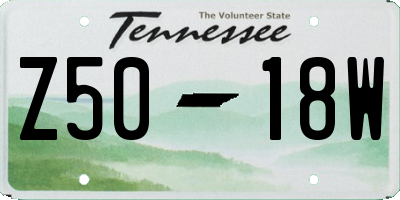 TN license plate Z5018W
