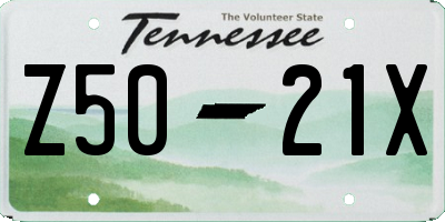 TN license plate Z5021X