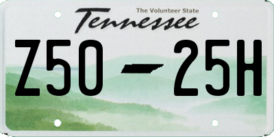TN license plate Z5025H