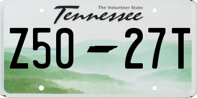 TN license plate Z5027T