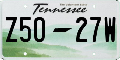 TN license plate Z5027W