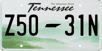 TN license plate Z5031N