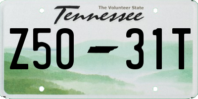 TN license plate Z5031T