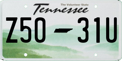 TN license plate Z5031U