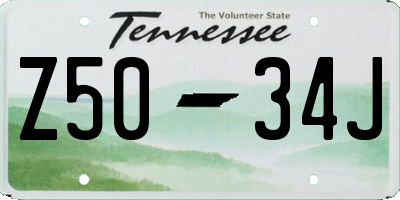 TN license plate Z5034J