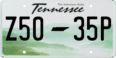 TN license plate Z5035P