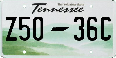 TN license plate Z5036C
