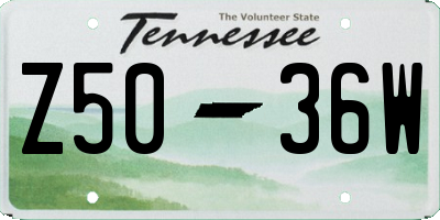 TN license plate Z5036W