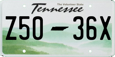 TN license plate Z5036X