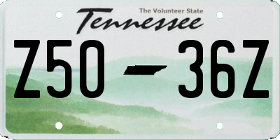TN license plate Z5036Z