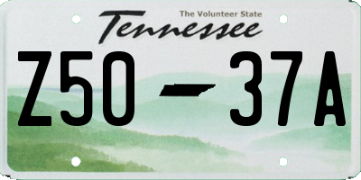TN license plate Z5037A