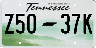 TN license plate Z5037K