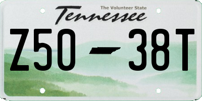 TN license plate Z5038T