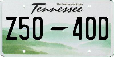 TN license plate Z5040D