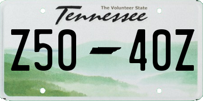 TN license plate Z5040Z