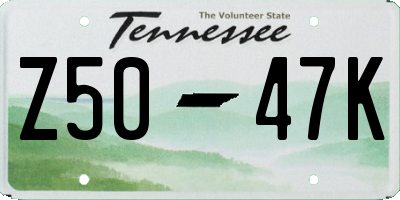 TN license plate Z5047K