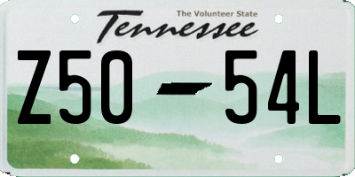 TN license plate Z5054L