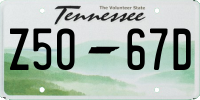 TN license plate Z5067D