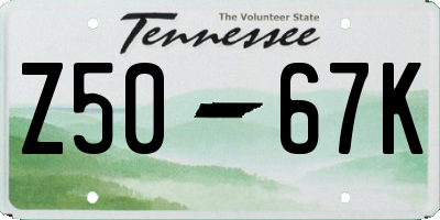 TN license plate Z5067K